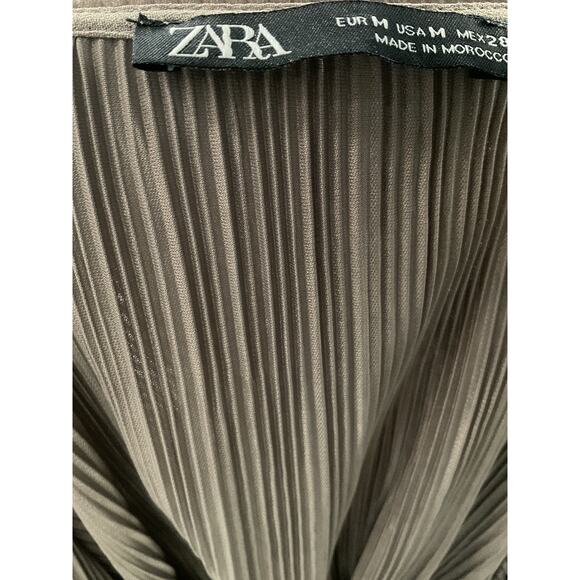 ZARA Green Striped Chiffon Blouse - Picture 3 of 4